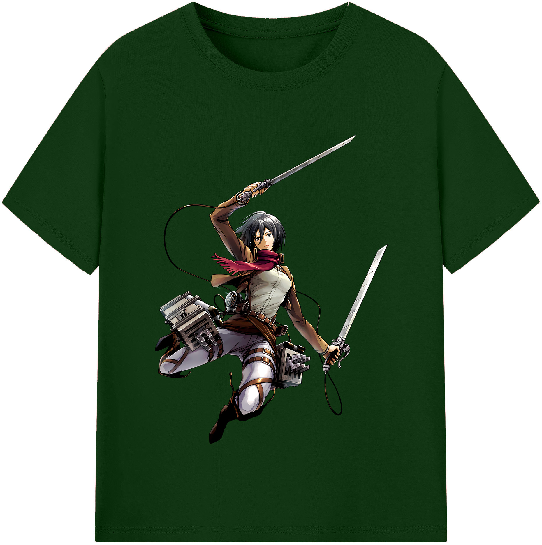 （画像用） 進撃の巨人 ミカサ·アッカーマン Attack on Titan Mikasa Ackerman 綿100％半袖Tシャツ（フロントプリント）